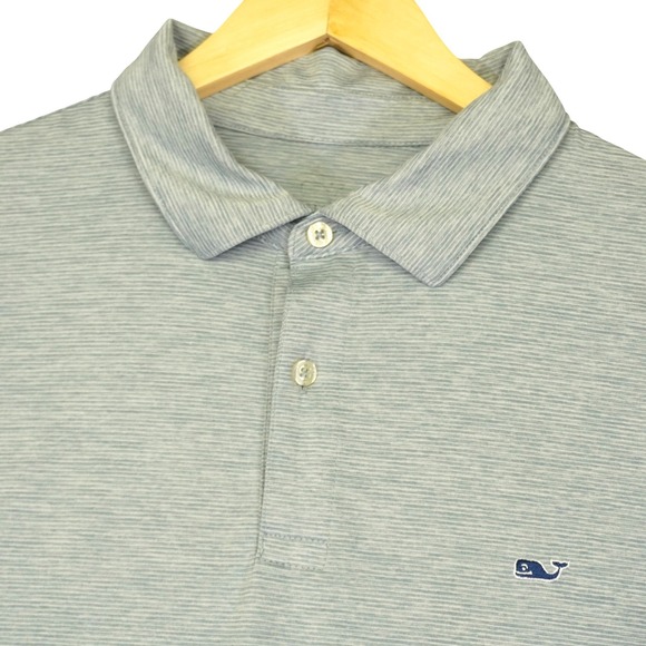 Vineyard Vines Other - Vineyard Vines Polo Shirt Mens Large Blue Striped Performance Short Sleeve